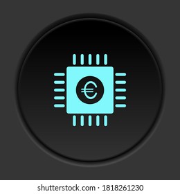 Round button icon, broker, business, chip, euro. Button banner round, badge interface for application illustration