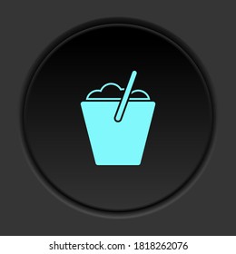 Round button icon, bucket, cleaning . Button banner round, badge interface for application illustration