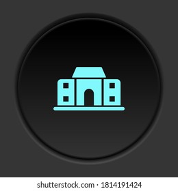 Round button icon, building, college. Button banner round, badge interface for application illustration