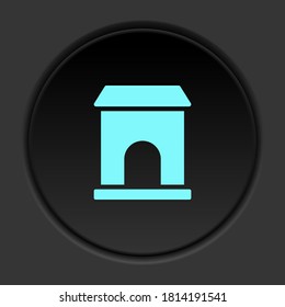 Round button icon, building, college. Button banner round, badge interface for application illustration
