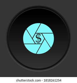 Round button icon, camera, photo business. Button banner round, badge interface for application illustration
