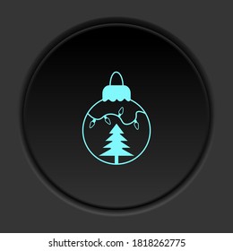 Round Button Icon, Chrismas Tree, Ball. Button Banner Round, Badge Interface For Application Illustration