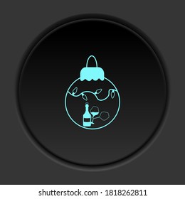 Round button icon, Christmas ball, wine. Button banner round, badge interface for application illustration