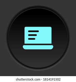 Round button icon, computer, notebook. Button banner round, badge interface for application illustration