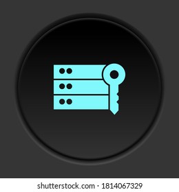 Round button icon, Database, server, key. Button banner round, badge interface for application illustration