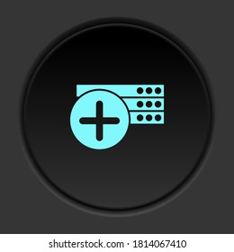 Round button icon, Database, server. Button banner round, badge interface for application illustration
