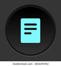 Round button icon, document. Button banner round, badge interface for application illustration