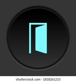 Round button icon, Door, open. Button banner round, badge interface for application illustration