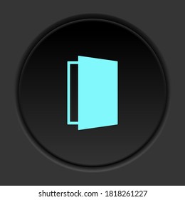 Round button icon, Door, open. Button banner round, badge interface for application illustration