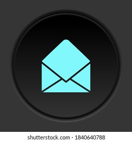 Round button icon, email. Button banner round, badge interface for application illustration