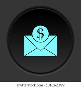 Round button icon, email, envelope. Button banner round, badge interface for application illustration