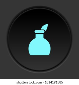 Round button icon, feather pen, ink pot. Button banner round, badge interface for application illustration