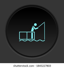Round button icon Fishing. Button banner round badge interface for application illustration