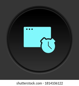 Round button icon, Flag, go, launch. Button banner round, badge interface for application illustration