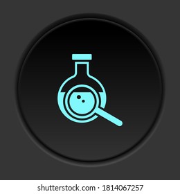 Round button icon, Flask, magnifier. Button banner round, badge interface for application illustration