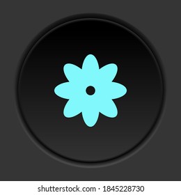 Round button icon Flower. Button banner round badge interface for application illustration