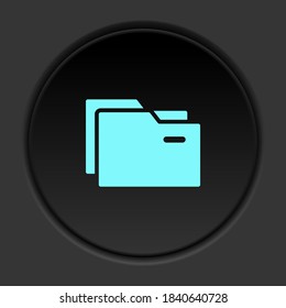 Round button icon, folders. Button banner round, badge interface for application illustration