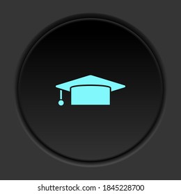 Round button icon Graduation cap. Button banner round badge interface for application illustration