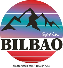 Round button Icon inscription of city name: Bilbao in modern style. Vector EPS10 illustration