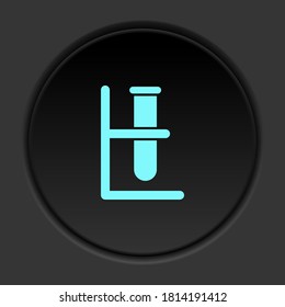 Round button icon, lab glassware. Button banner round, badge interface for application illustration