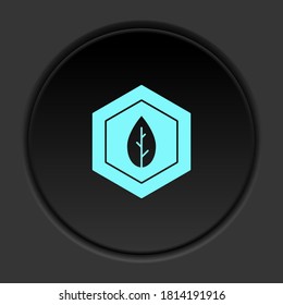 Round button icon, Leaf, biology, science. Button banner round, badge interface for application illustration