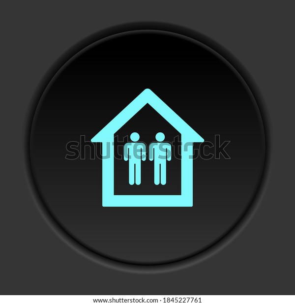 Round button icon Mans in a\
house. Button banner round badge interface for application\
illustration