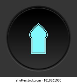 Rundknopfsymbol, Moschee, Tür. Button-Banner-Runde, Badinterface für Anwendungsgrafik