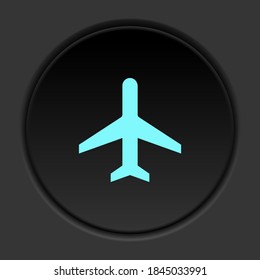 Round button icon Plane. Button banner round badge interface for application illustration