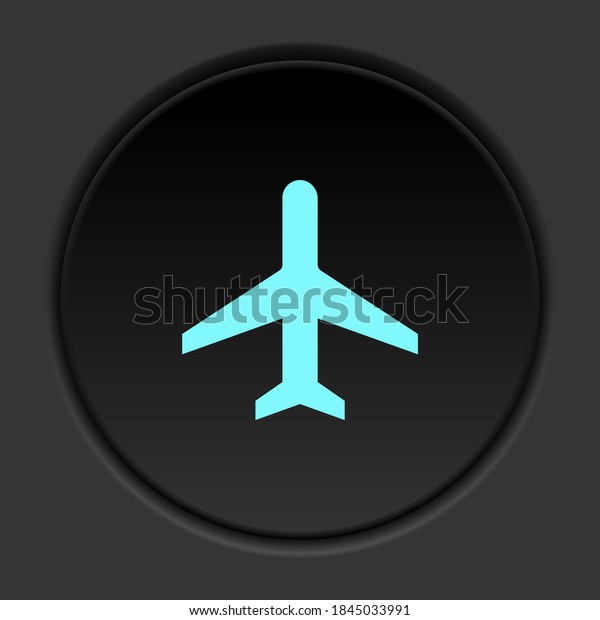 Round button icon Plane. Button\
banner round badge interface for application\
illustration