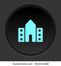 Round button icon, school, building, college. Button banner round, badge interface for application illustration