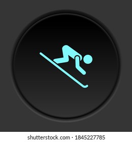 Round button icon Skiing silhouette. Button banner round badge interface for application illustration