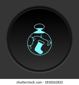 Round button icon, Socks, ball, Christmas. Button banner round, badge interface for application illustration