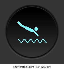 Round button icon Swimming jump. Button banner round badge interface for application illustration
