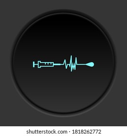 Round button icon, Syringe icon, medical instrument. Button banner round, badge interface for application illustration