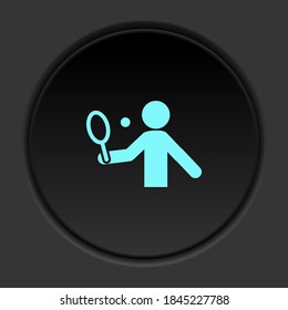 Round button icon Tennis man. Button banner round badge interface for application illustration