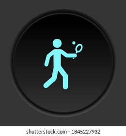 Round button icon Tennis man. Button banner round badge interface for application illustration