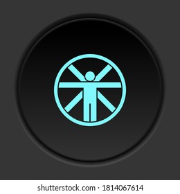 Round button icon, Vitruvian, man. Button banner round, badge interface for application illustration