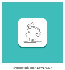 Round Button for Imagination, imaginative, imagine, idea, process Line icon Turquoise Background