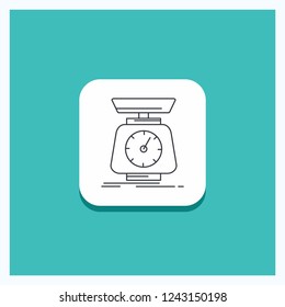 Round Button for implementation, mass, scale, scales, volume Line icon Turquoise Background