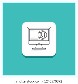 Round Button for information, content, development, website, web Line icon Turquoise Background