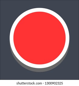 Round button isometric icon. Red shape on gray background is created in trendy 3D flat style. Hover variant.The graphic element for design saved as a vector illustration.