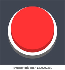 Round button isometric icon. Red shape on gray background is created in trendy 3D flat style. Inactive variant.The graphic element for design saved as a vector illustration.