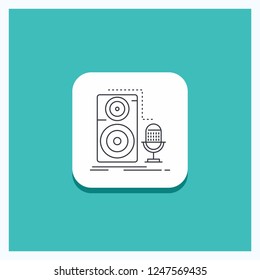 Round Button for Live, mic, microphone, record, sound Line icon Turquoise Background