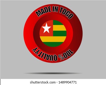 Round Button Made in with Beautiful national flag of Togolese Republic, original colors and proportion. Simply vector illustration eps10, from countries flag set.