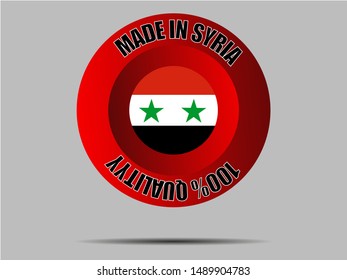 Round Button Made in with Beautiful national flag of Syrian Arab Republic. original colors and proportion. Simply vector illustration eps10, from countries flag set.