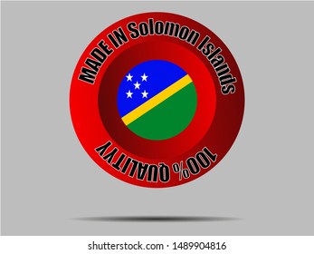 Round Button Made in with Beautiful national flag of Solomon Islands . original colors and proportion. Simply vector illustration eps10, from countries flag set.