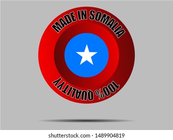 Round Button Made in with Beautiful national flag of Federal Republic of Somalia. original colors and proportion. Simply vector illustration eps10, from countries flag set.