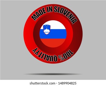 Round Button Made in with Beautiful national flag of Republic of Slovenia. original colors and proportion. Simply vector illustration eps10, from countries flag set.