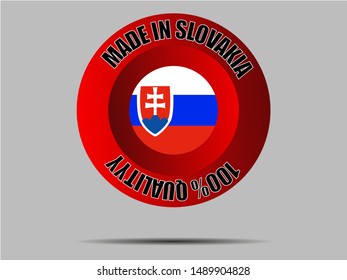 Round Button Made in with Beautiful national flag of Slovak Republic, know as Slovakia. original colors and proportion. Simply vector illustration eps10, from countries flag set.