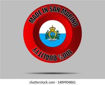 Round Button Made in with Beautiful national flag of Republic of San Marino. original colors and proportion. Simply vector illustration eps10, from countries flag set.